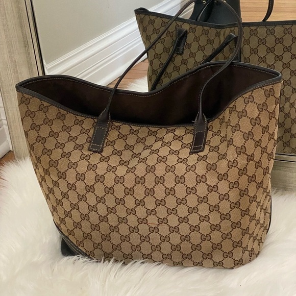 𝅺Authentic Large Gucci Canvas tote - Picture 5 of 16